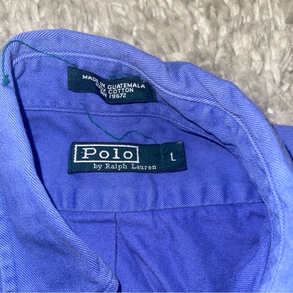 Ralph Lauren Classic Fit Button Down Boys L Navy Shirt Red Pony Long Sleeve - Picture 5 of 9